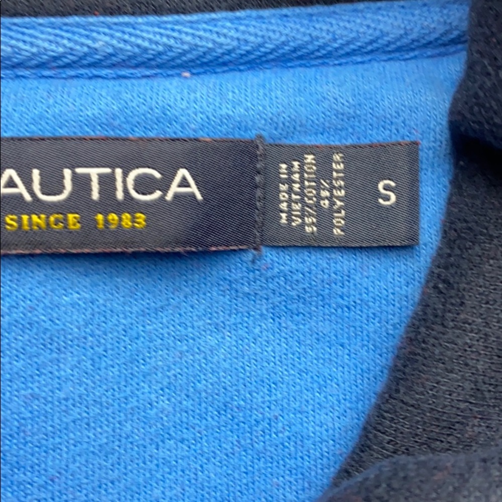 Nautica Men’s Red Blue USA Sailing Quarter-Zip Sweatshirt Sailboat Prep Small - Picture 7 of 9